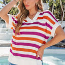  Georgia Stripe Short Sleeve Sweater