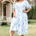Sky Blue XXXXL Gia Plus Size Floral Midi Dress