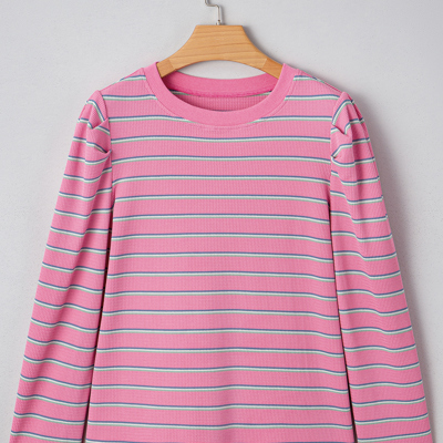 Giana Stripe Textured Knit Long Sleeve Top