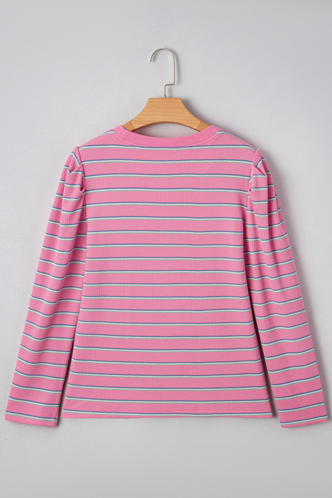 Giana Stripe Textured Knit Long Sleeve Top