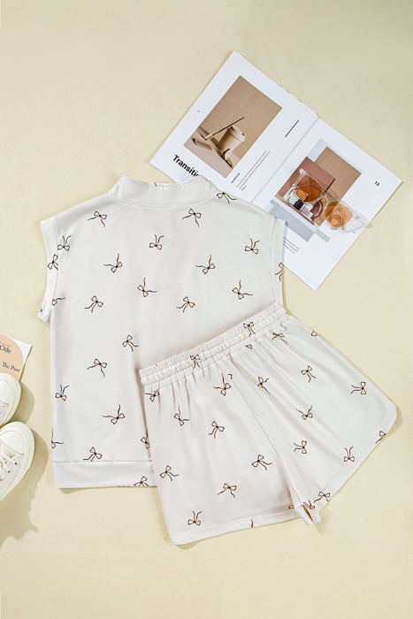 Gianna Bow Half Zip Tank and Shorts Set