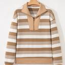 Khaki Stripe Small Gianna Patchwork Vintage Fashion Sweatshirt
