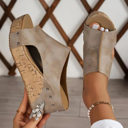  Gianna Pu Leather Wedge Slippers