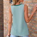  Giselle Buttoned  V Neck Tank Top