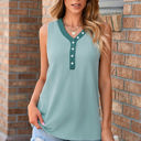  Giselle Buttoned  V Neck Tank Top