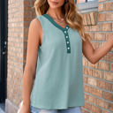  Giselle Buttoned  V Neck Tank Top