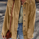 Light French Beige Large Giuliana Patched Up Corduroy Shacket