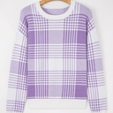 Lilac Medium Giuliana Ribbed Trim Loose Sweater