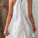  Gloria Boho Eyelet Pattern Halter Neck Sleeveless Dress