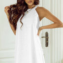  Gloria Boho Eyelet Pattern Halter Neck Sleeveless Dress