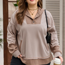  Goat Waffle Contrast Patchwork Plus Size Pocketed Hoodie