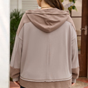  Goat Waffle Contrast Patchwork Plus Size Pocketed Hoodie