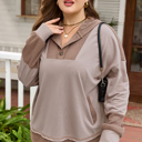  Goat Waffle Contrast Patchwork Plus Size Pocketed Hoodie