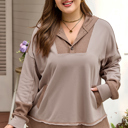  Goat Waffle Contrast Patchwork Plus Size Pocketed Hoodie