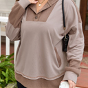  Goat Waffle Contrast Patchwork Plus Size Pocketed Hoodie