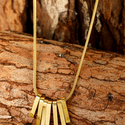 Gold Asymmetric Bar Pendant Necklace