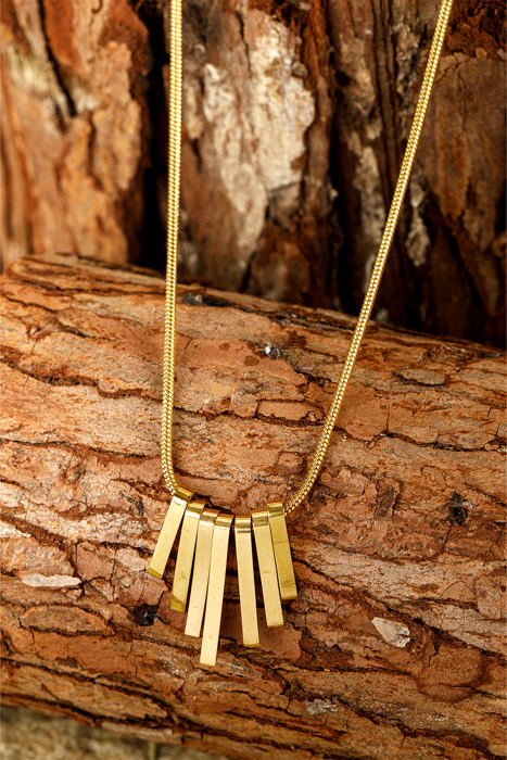 Gold Asymmetric Bar Pendant Necklace