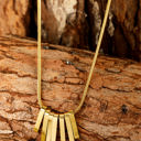 Gold Gold Asymmetric Bar Pendant Necklace