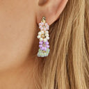  Gold Beaded Flower Hoop Earrings