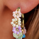  Gold Beaded Flower Hoop Earrings