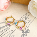  Gold Beaded Flower Hoop Earrings
