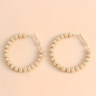 Gold Beads Hoop Earrings