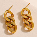  Gold Chain Link Plate Alloy Drop Earrings