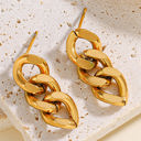  Gold Chain Link Plate Alloy Drop Earrings