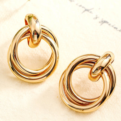 Gold Circles Stud Earrings