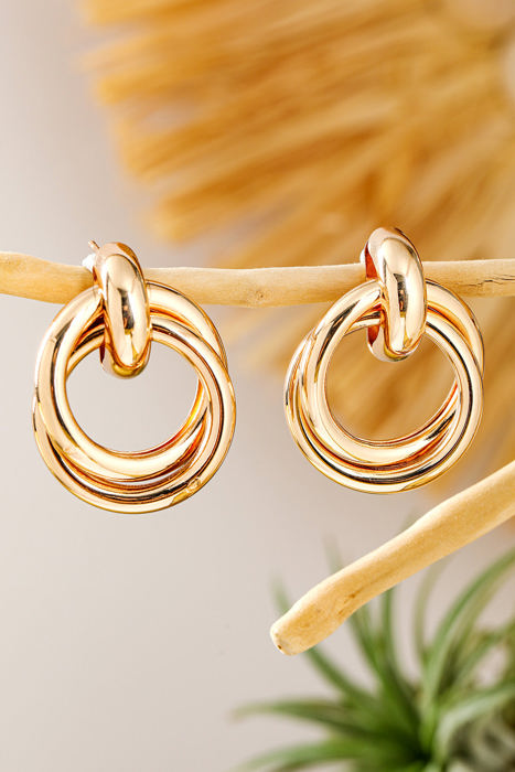 Gold Circles Stud Earrings