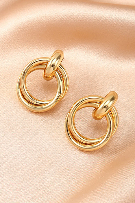 Gold Circles Stud Earrings