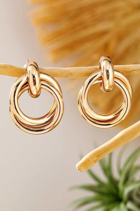 Gold Circles Stud Earrings