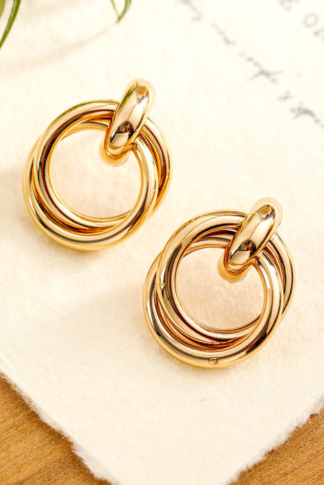 Gold Circles Stud Earrings