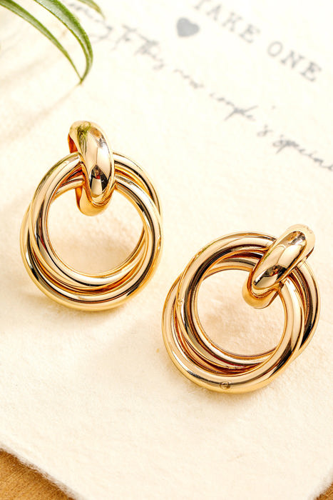 Gold Circles Stud Earrings