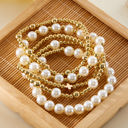  Gold Cross Pearls Decor Multi Layer Bracelets