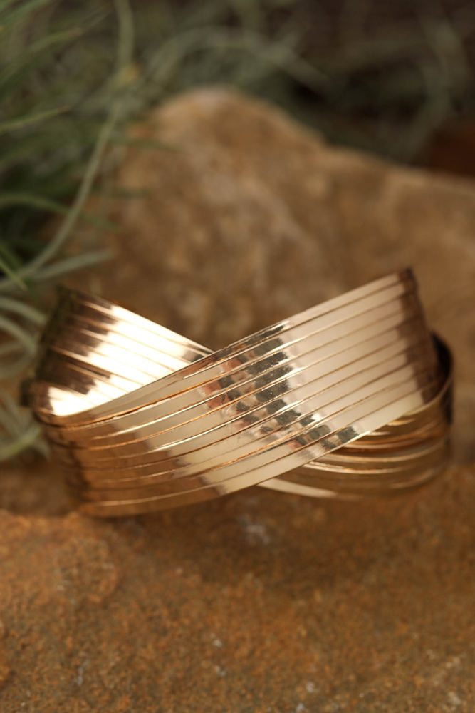 Gold Crossover Cuff Bracelet