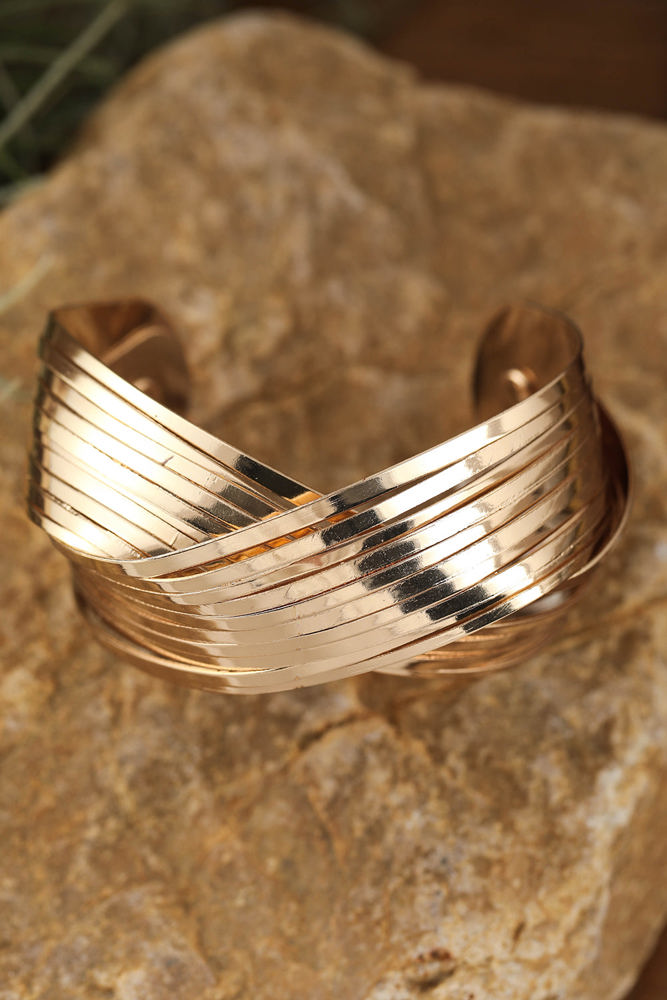 Gold Crossover Cuff Bracelet