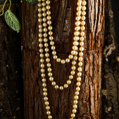 Gold Faux Pearl Beaded Layered Necklace