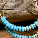  Gold Faux Turquoise Beaded Hoop Earrings