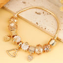  Gold Flower Heart Charm Plated Alloy Bracelet