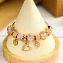  Gold Flower Heart Charm Plated Alloy Bracelet