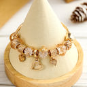  Gold Flower Heart Charm Plated Alloy Bracelet