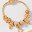  Gold Flower Heart Charm Plated Alloy Bracelet