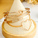  Gold Heart Knot Plated Multi Layer Open Cuff Bracelet Set