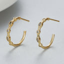  Gold Inlay C-shape Earrings