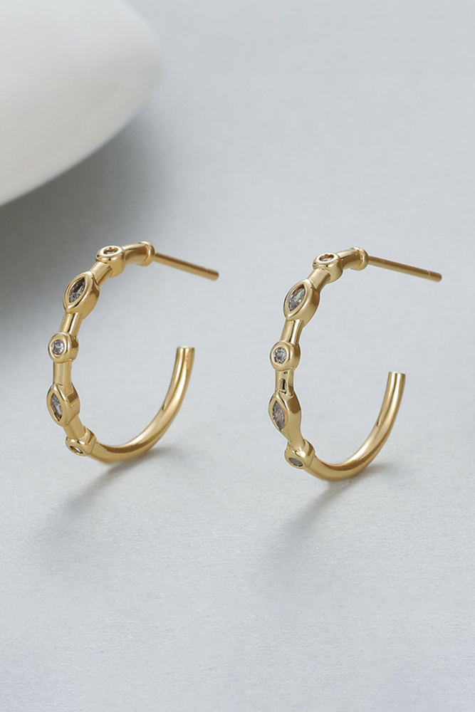 Gold Inlay C-shape Earrings