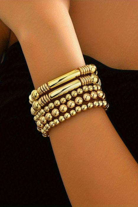 Gold Layered Elastic Bracelet Set