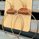  Gold Leather Hoop Earrings