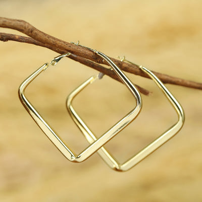 Gold Minimalist Square Hoop Earrings