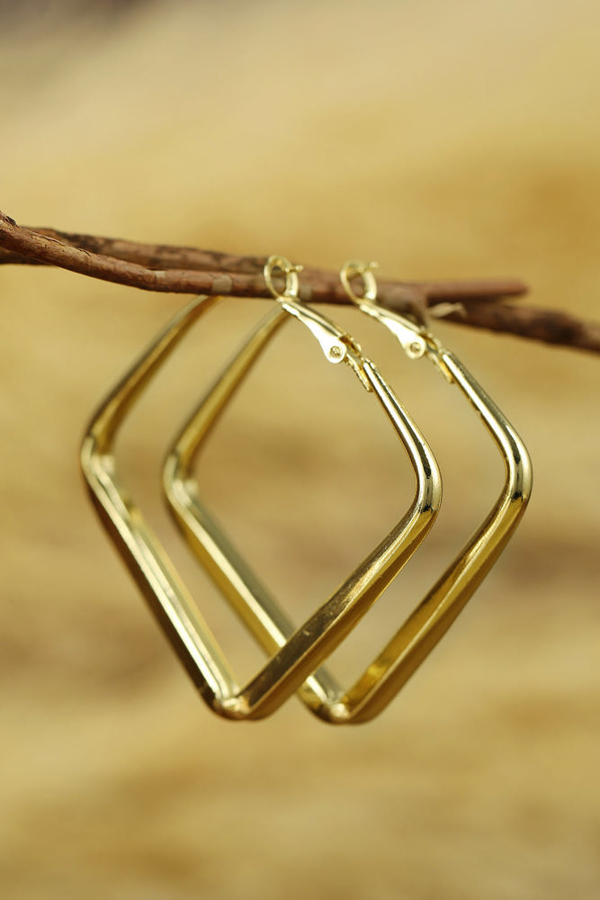 Gold Minimalist Square Hoop Earrings